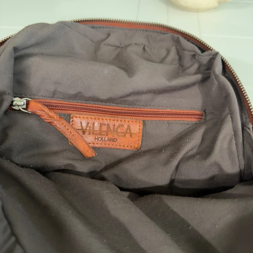 Vilenca Holland Tan Leather Woven Backpack Handbag Vintage Style Boho‎ Womens